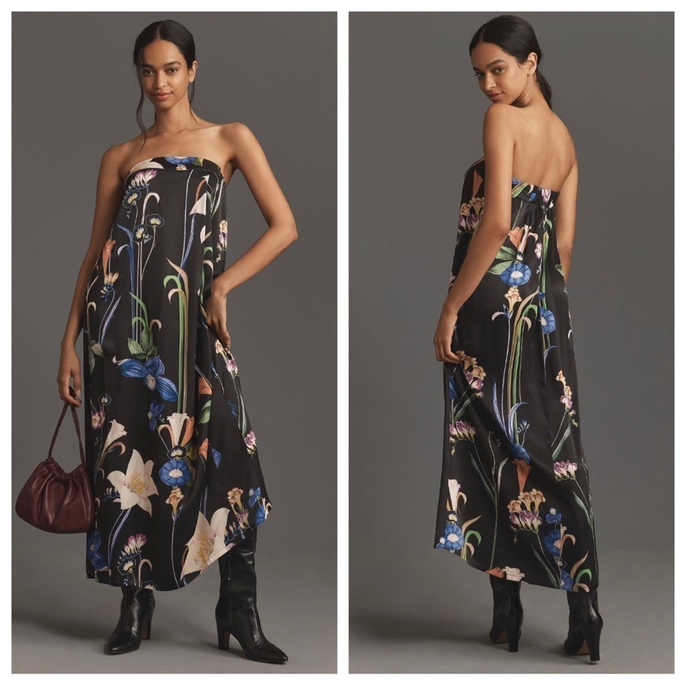 NWT Corey Lynn Calter x Anthropologie Strapless Maxi Dress S Floral Pockets FLAW